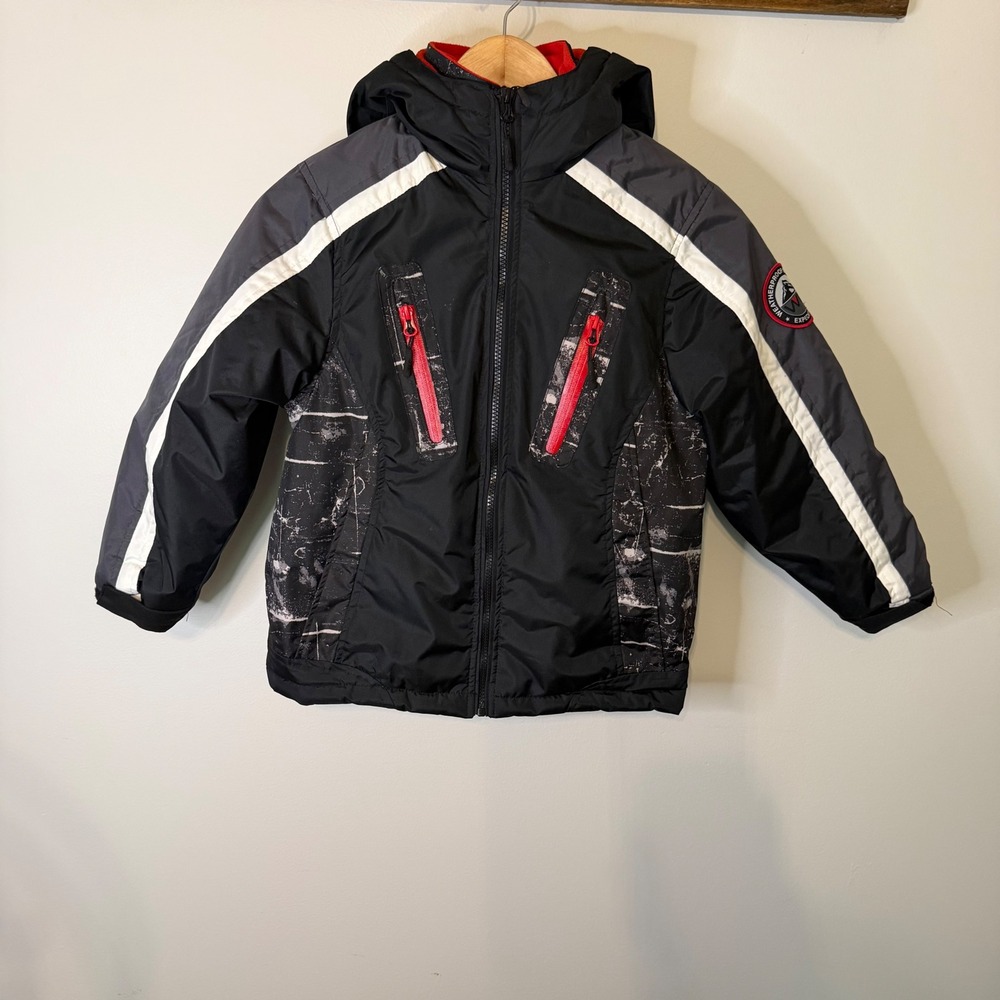 Weatherproof Expedition Boys Black Puffer Jacket Hooded Winter Coat Size S 6/7